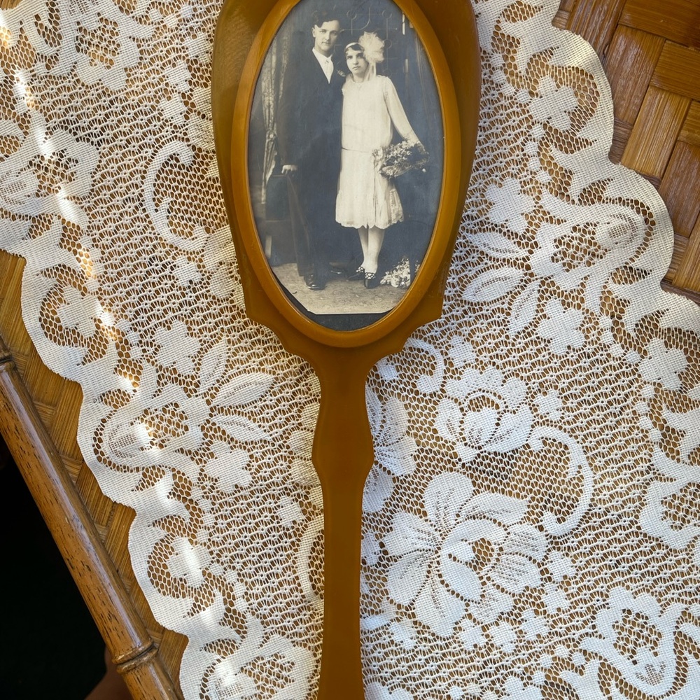 Very old hand mirror picture frame 1920s no glass - Picture 5 of 11